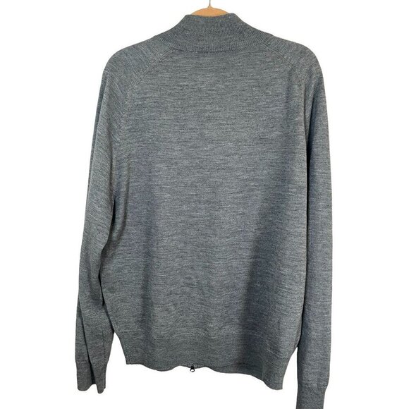 Wool Knit Sweater Men XL Gray Cardigan Neutral Minimalist Preppy Classic Resort - Picture 6 of 11